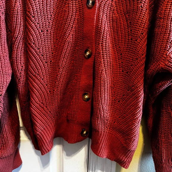 Time And Tru Women’s Boyfriend Auburn Sun Orange Button Down Sweater Sz XXXL 22 - Picture 4 of 10